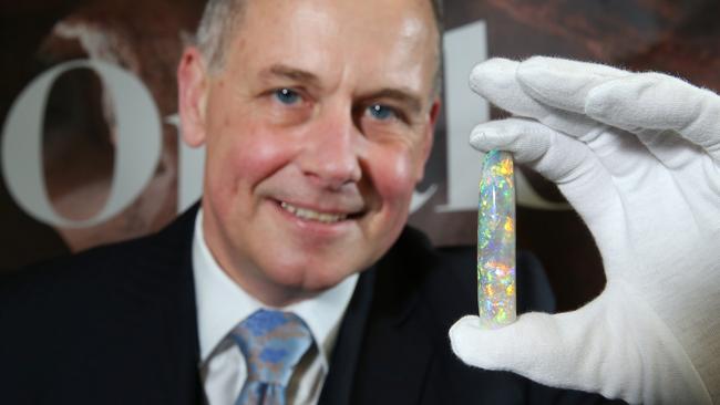 Brian Oldman (Director, South Australian Museum) at the Science Centre, with the Virgin Rainbow Opal, the finest opal ever unearthed, estimated worth in excess of a million dollars. 02/07/15 Picture: Stephen Laffer