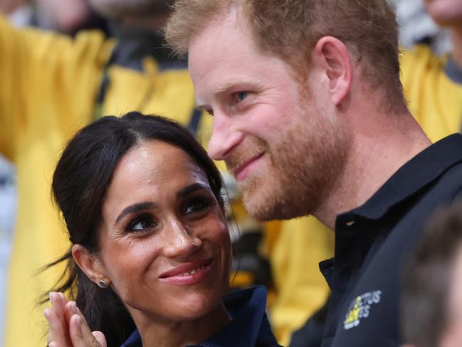 DUESSELDORF, GERMANY - SEPTEMBER 15: Meghan, Duchess of Sussex and Prince Harry, Duke of Sussex attend the sitting volleyball finals at the Merkur Spiel-Arena during day six of the Invictus Games DÃÂ¼sseldorf 2023 on September 15, 2023 in Duesseldorf, Germany. Prince Harry celebrates his 39th birthday today. (Photo by Chris Jackson/Getty Images for the Invictus Games Foundation)