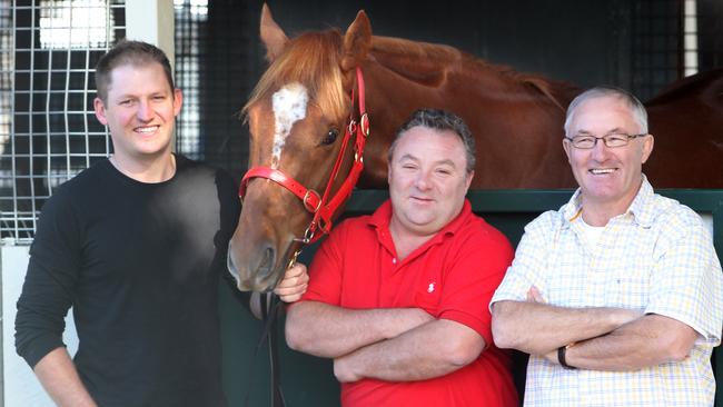 Dan (left) and Chris (middle) Meagher will move to Victoria to be with father John (right). Picture: Annette Dew