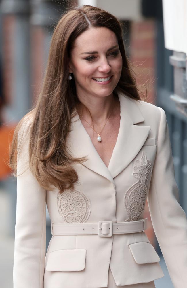 Kate’s dress is the tailored midi crepe dress from Self-Portrait. (Photo by Chris Jackson/Getty Images)