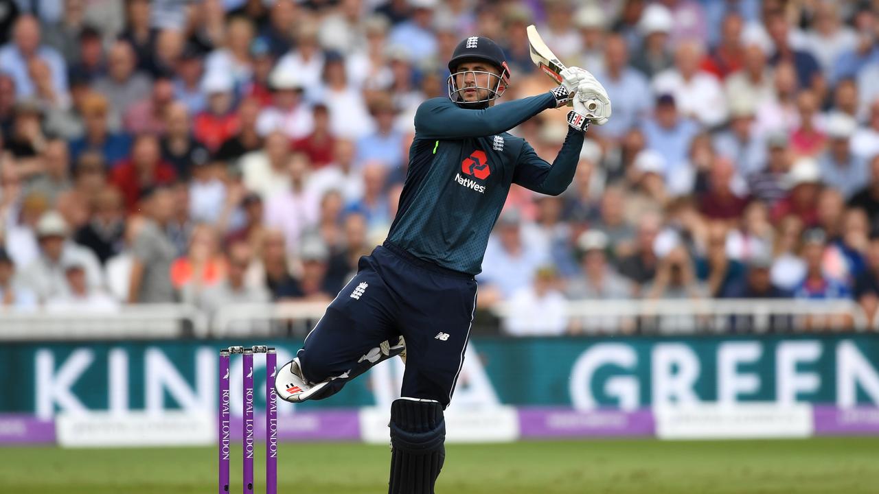 Alex Hales bats during England’s record ODI win.