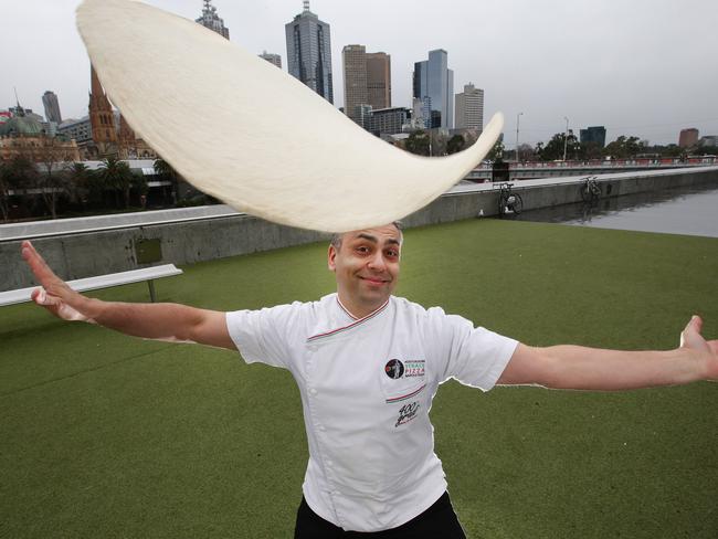 Johnny Di Francesco with some of his world-beating pizza dough. Picture: Andrew Tauber