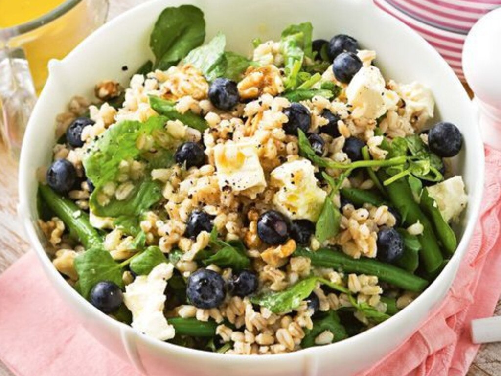 Barley, blueberry and watercress salad.