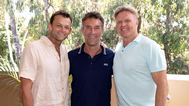 Adam Gilchrist, Dermott Brereton and Pat Cash. Picture: Fiona Hamilton