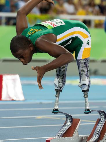 Incredible: South Africa's Ntando Mahlangu prepares to compete in the men's 200-meter T42 athletics final. Picture: Thomas Lovelock via AP