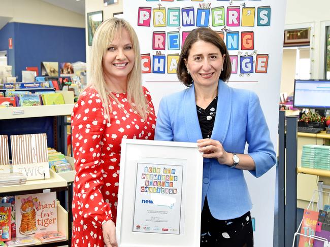 NewsLocal’s executive editor Louise Roberts and NSW Premier Gladys Berejiklian at Holroyd School at Merrylands. Picture: AAP IMAGE / Troy Snook