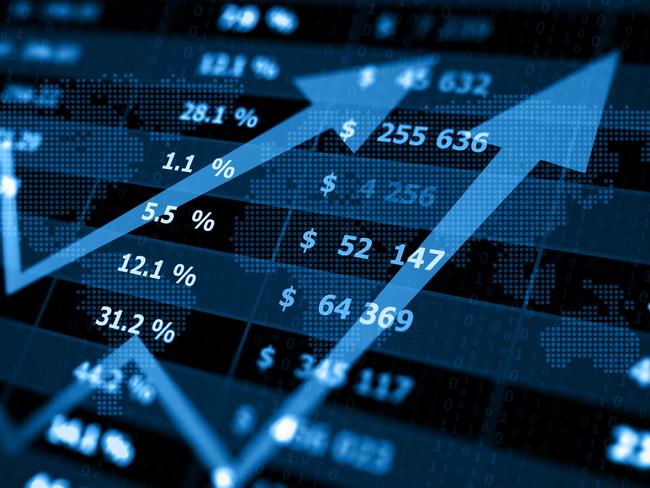 Business graph digital concept, rising debt investment generic