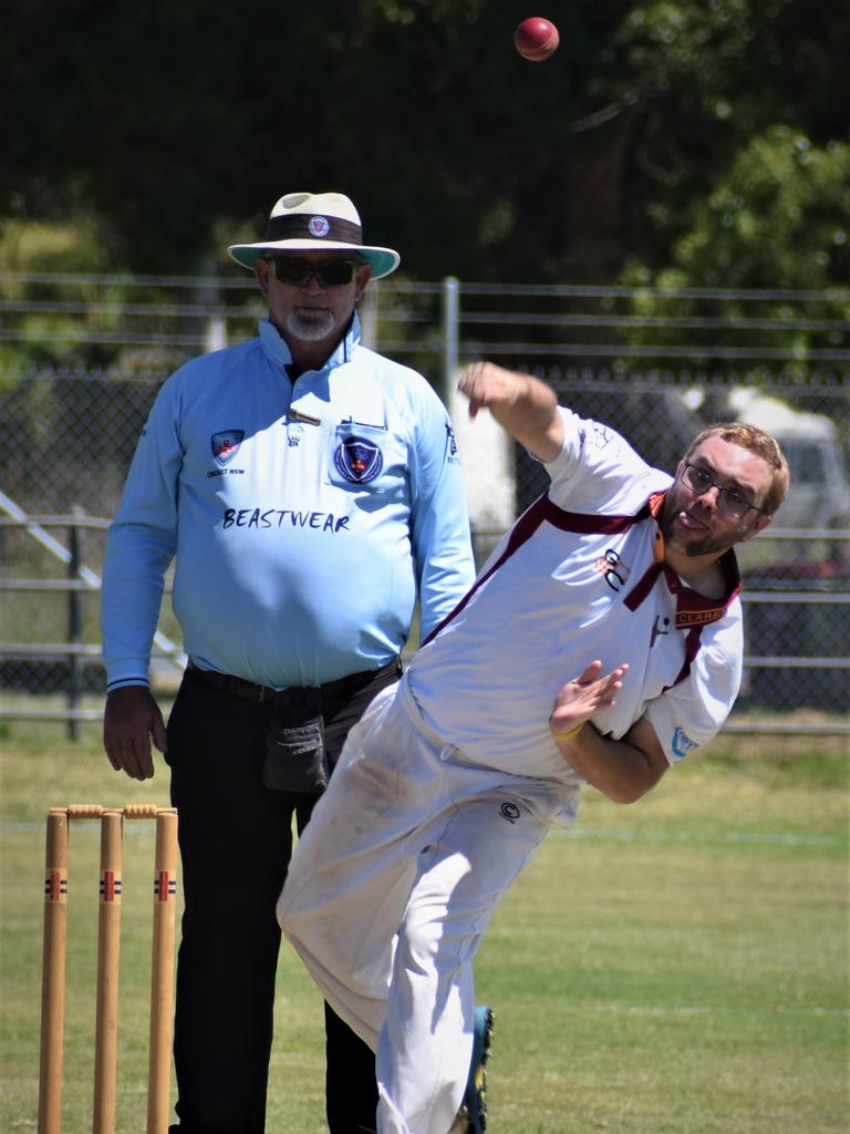 Andy Kinnane bowls for Clarence River in the North Coast Cricket Council North Coast Premier League One-Day clash between Clarence River and Harwood at McKittrick Park on Sunday, 15th November, 2020. Photo Bill North / The Daily Examiner