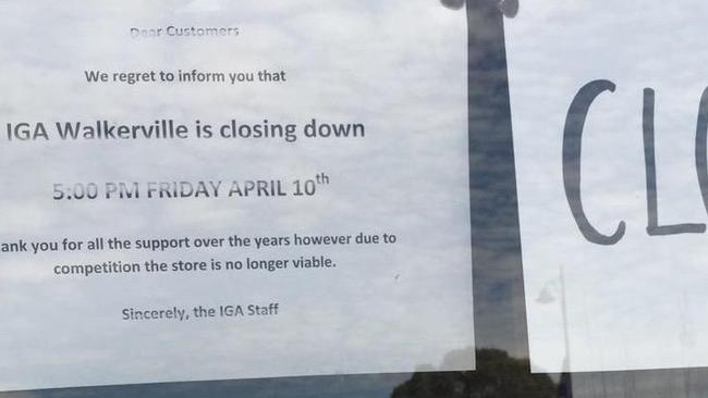 The sign placed on the former IGA Walkerville store, ahead of its 2015 closure.