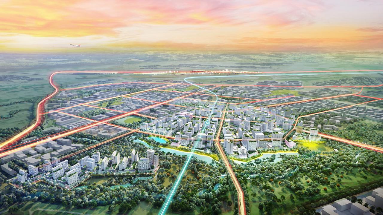 A render of Aerotropolis, located in Bringelly in Sydney's South-West. Picture: Supplied