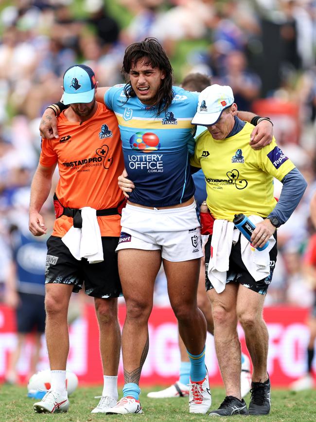 Maroons enforcer Tino Fa'asuamaleaui is out for the season after suffering an ACL injury. Picture: Getty Images