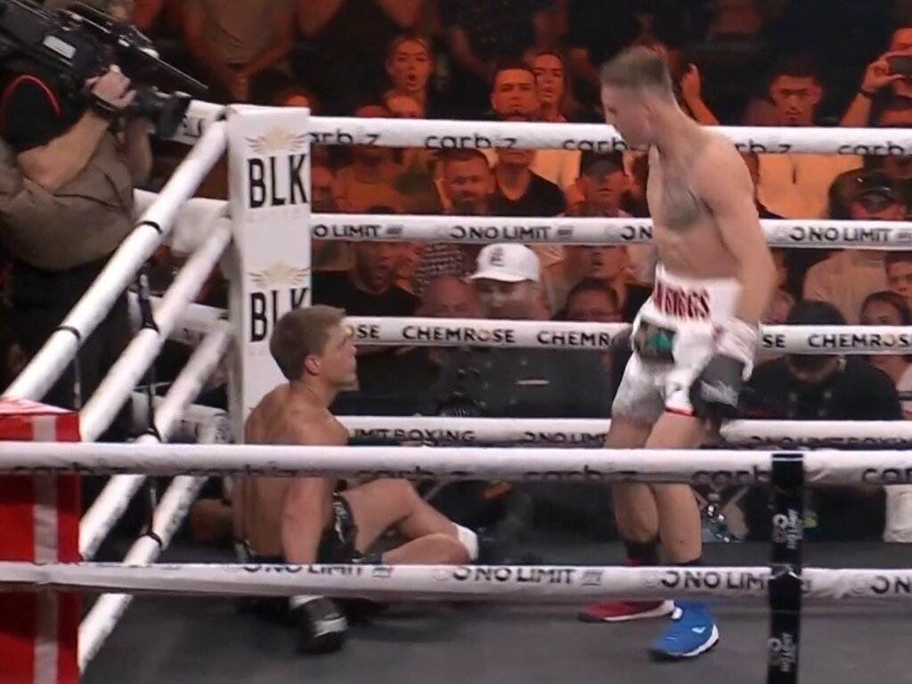 Tszyu knocked down in the first round. Photo: Fox Sports