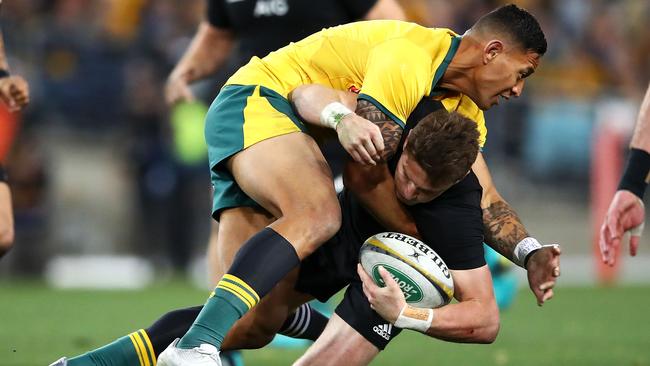 Israel Folau limped off late with an ankle injury. Picture: Getty.