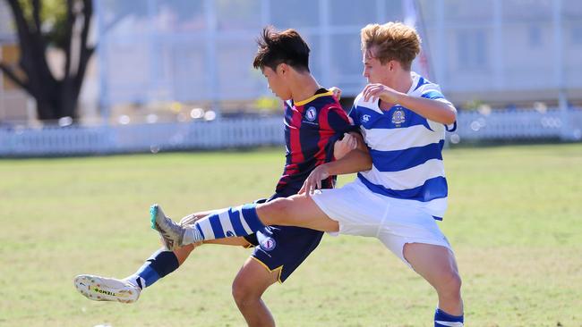 GPS First XI football between Brisbane State High and Nudgee College. Saturday May 13, 2023. Picture: George Galanos.