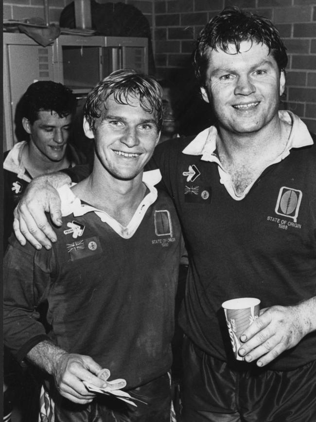 Allan Langer (left) and Paul Vautin after the game. Pic Wayne Jones. Rugby League sport