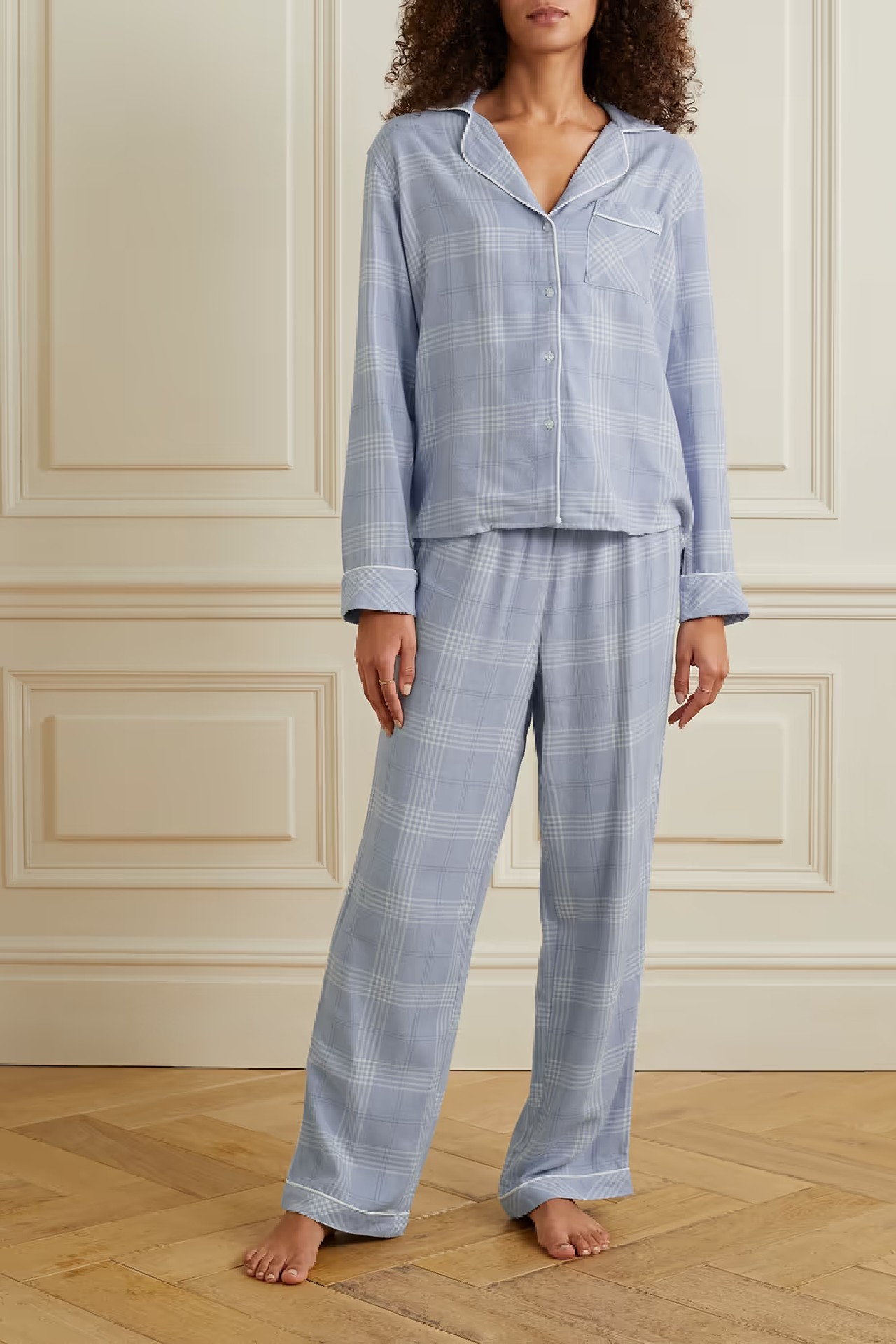 COS Checked Flannel Pyjama Set in LIGHT BLUE / WHITE / CHECKED