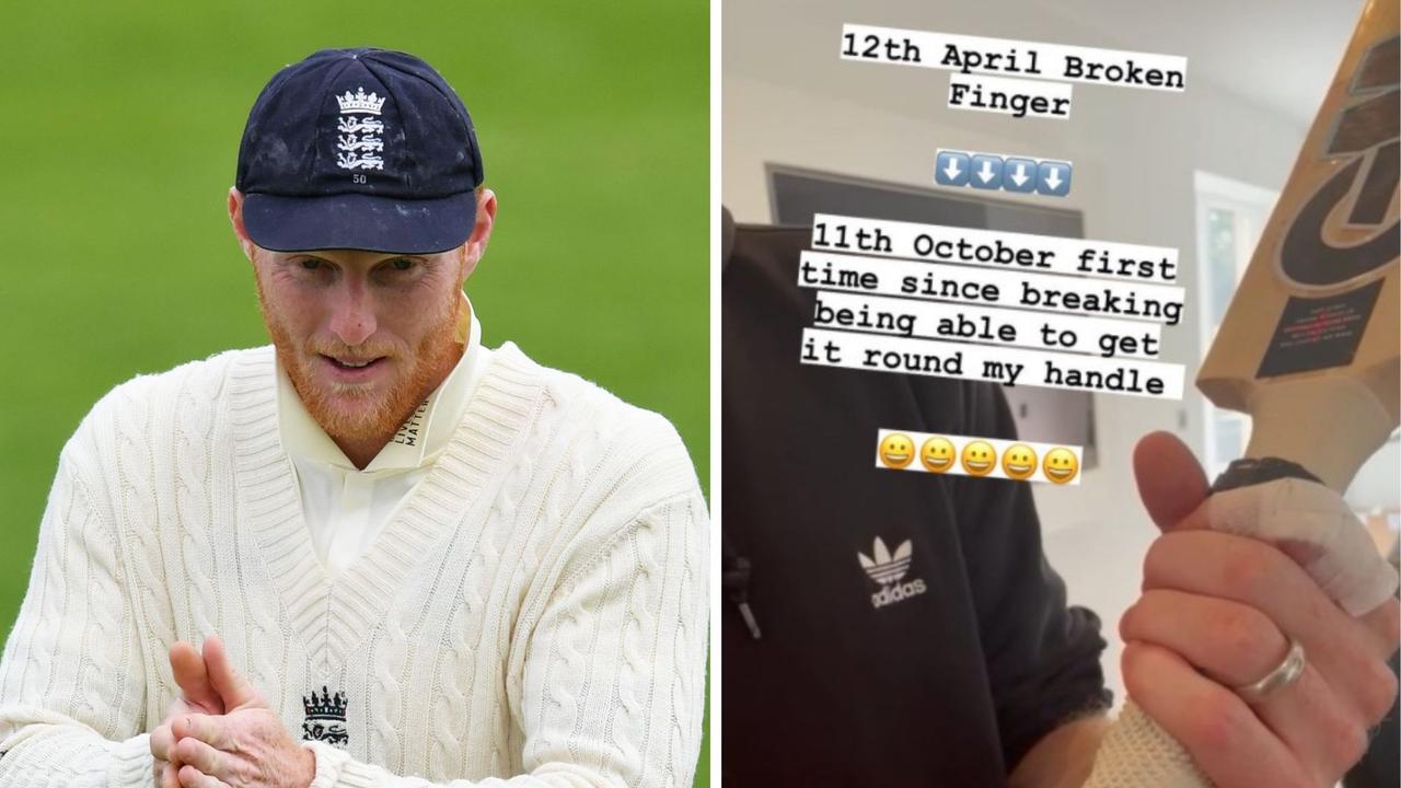 Ben Stokes can hold a bat again. Photo: Getty Images and Instagram