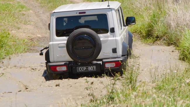 The Jimny XL can wade through tough territory.