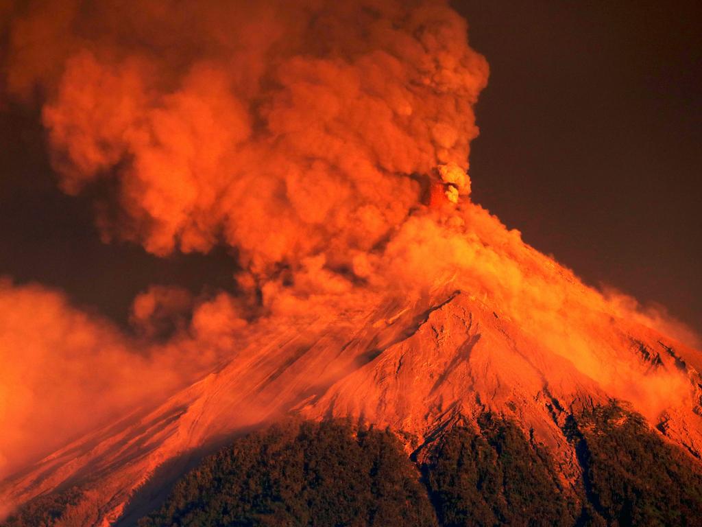 A view of the Fuego volcano eruption at sunrise, seen from El Rodeo, Escuintla, Guatemala, 19 November 2018. Picture: Esteban Biba/EPA