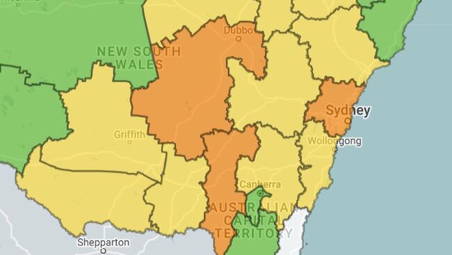 Fire danger will elevate to extreme and high levels in NSW on Saturday. Picture: RFS NSW