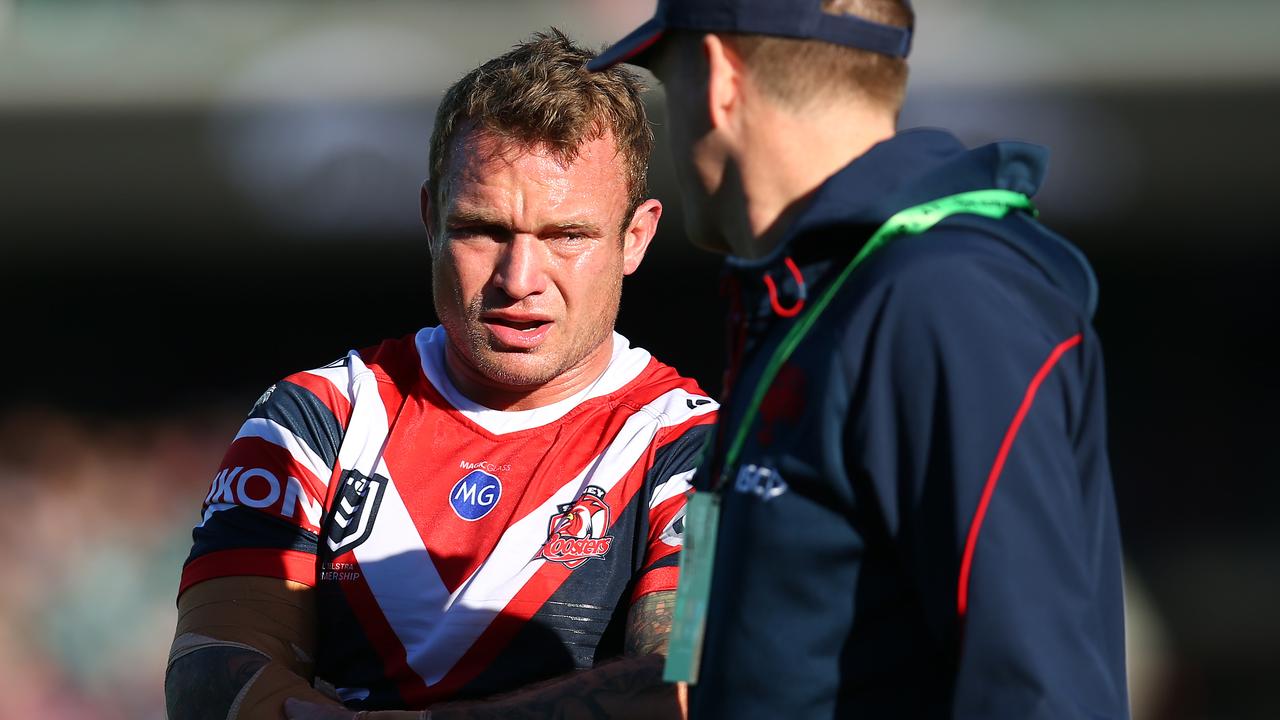Jake Friend of the Roosters broke his arm on Saturday.