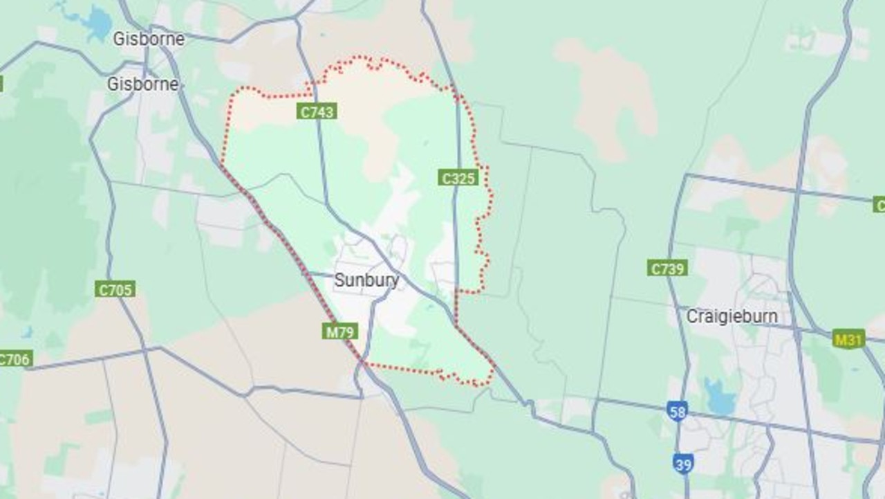 The rings are located in Sunbury, 40km northwest of Melbourne. Picture: Google Maps