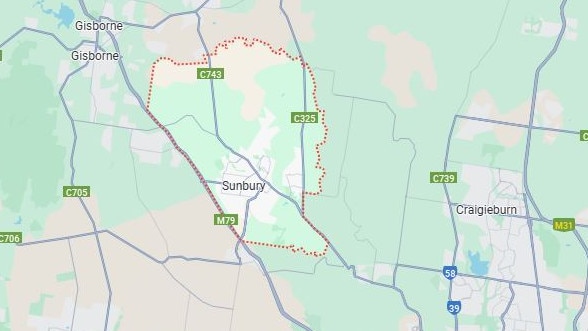 The rings are located in Sunbury, 40km northwest of Melbourne. Picture: Google Maps