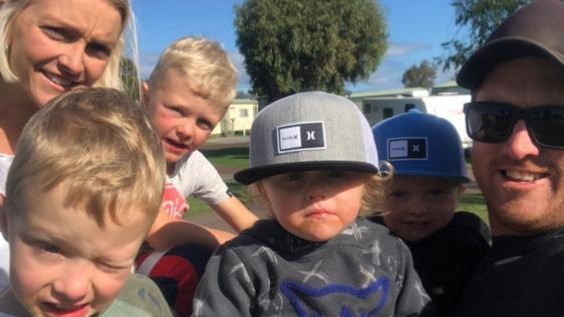 Louise Roberts, Jackson, 5, Austin 4, and twins Hughey and Cooper, 2, with dad Greg Roberts.