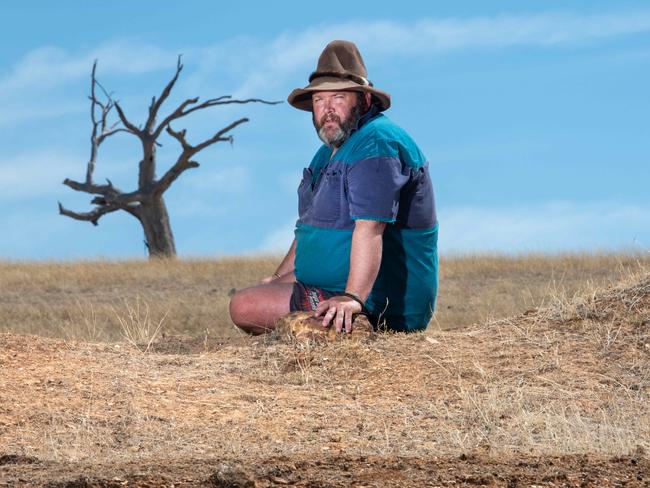 Adam Sewell at his farm Sheep Dip Hill at Joyces Creek in central Victoria. Picture: Rob Leeson