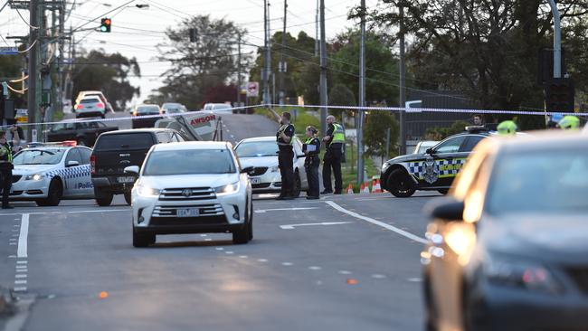 Police have locked down part of Wright St in Sunshine. Picture: Josie Hayden