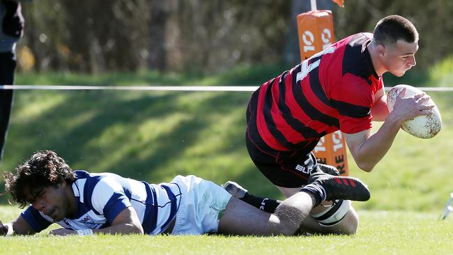 Canterbury’s Nick Frost scores a try at the Jock Hobbs memorial national under-19 tournament in Taupo in 2018.