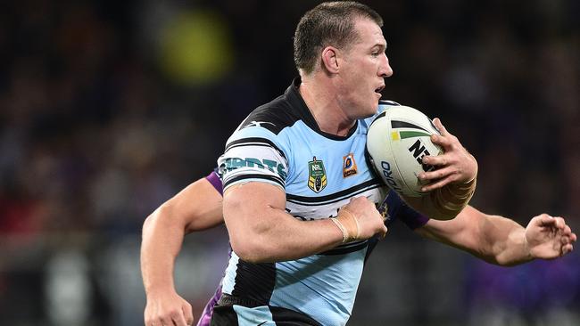 Paul Gallen on the charge for the Sharks.