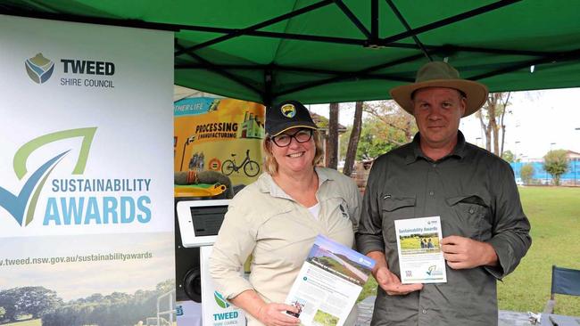 Spreading the message about the Tweed Sustainability Awards at the World Environment Day event at Murwillumbah on Sunday were Council's Unit Coordinator for Natural Resource Management, Jane Lofthouse and Project Officer for Biodiversity, Michael Corke.