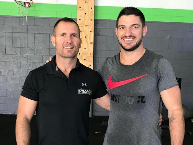 Rowan Baxter with former Brisbane Broncos player Matt Gillett. Picture: Facebook