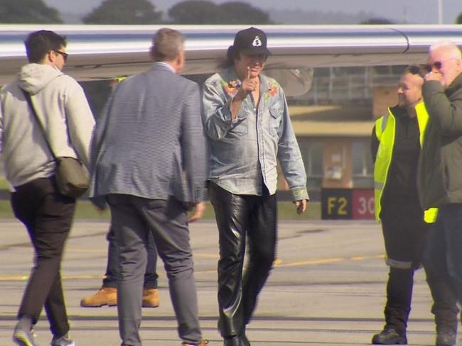 KISS arrive in Adelaide via private jet. Picture: 7 News​