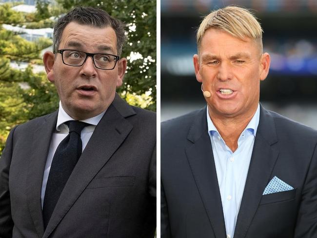 Daniel Andrews and Shane Warne.