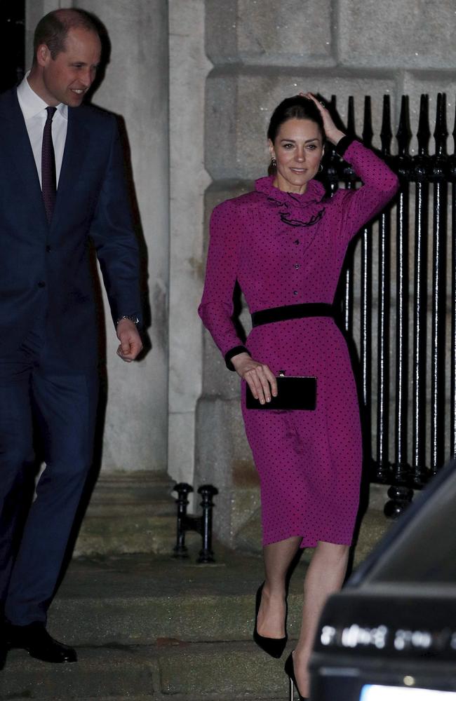 Wills and Kate leave the reception. Picture: AP