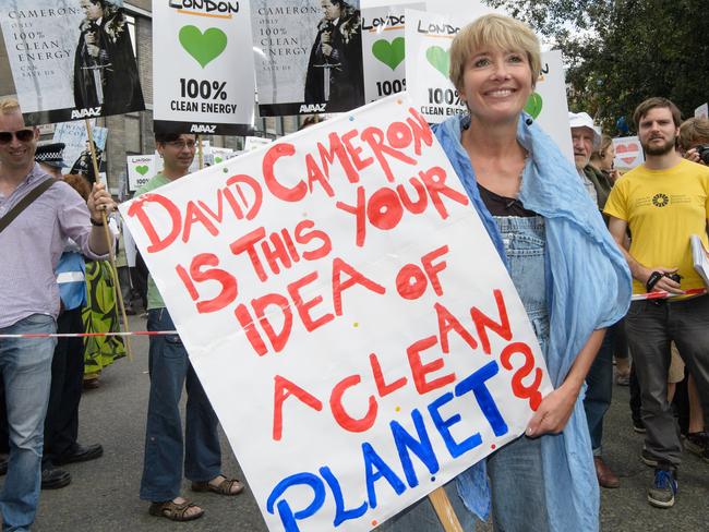 Actor protest ... Movie star Emma Thompson joined an estimated 40,000 people marching in London. Picture: Fiona Hanson/AP