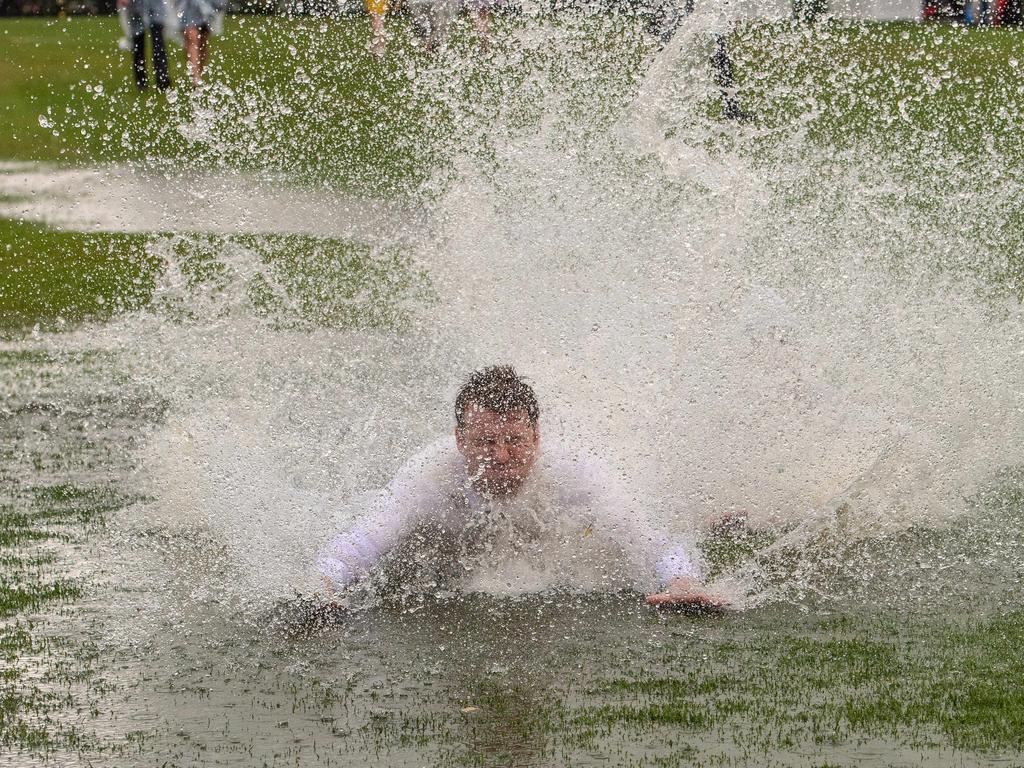 This bloke thought he was turning up for a wet s-shirt competition. Picture: Jason Edwards