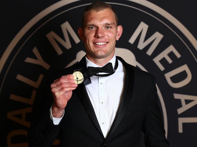 BRISBANE, AUSTRALIA - SEPTEMBER 27: Tom Trbojevic of the Manly Warringah Sea Eagles poses after winning the Dally M medal during the NRL 2021 Dally M Awards at the Howard Smith Wharves on September 27, 2021 in Brisbane, Australia. (Photo by Chris Hyde/Getty Images)