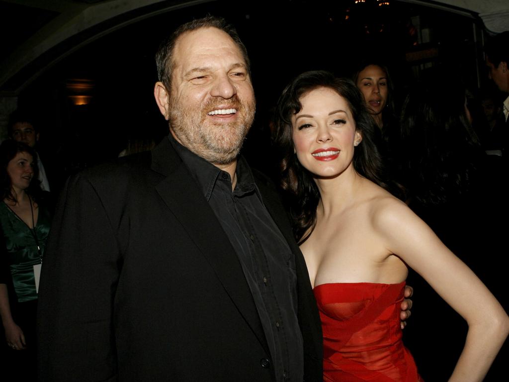 Harvey Weinstein and actress Rose McGowan back in 2007. McGowan has spoken out against him as he faces multiple allegations of sexual misconduct. Picture: Getty