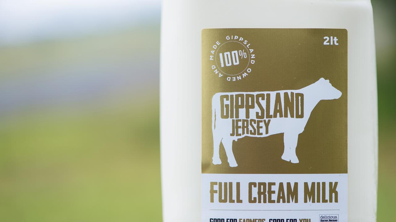 Gippsland Jersey full cream milk. Picture: Zoe Phillips