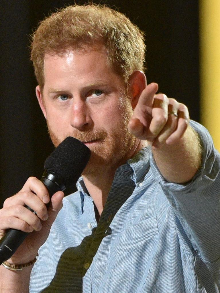 Prince Harry speaks during the taping of the Vax Live fundraising concert in 2021. Picture: Valerie Macon/AFP