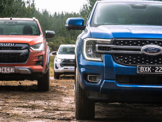 Dual-cab ute comparison test: Ford Ranger XLT, Toyota HiLux SR, Isuzu D-Max X-Terrain.