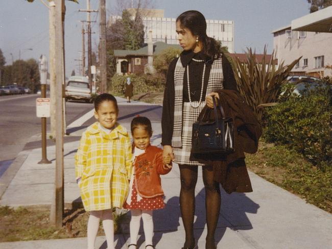 Kamala Harris with sister, Maya, and mother Shyamala. Picture: Supplied