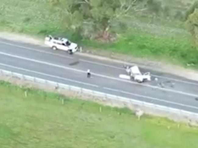 Two women died in a head-on road collision near Strathalbyn on Friday 28 August. Picture: 7NEWS Adelaide