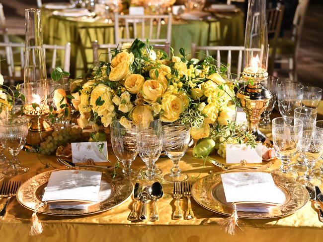 A preview of the table setting for the State Dinner in the White House Rose Garden. Picture: Mick Tsikas