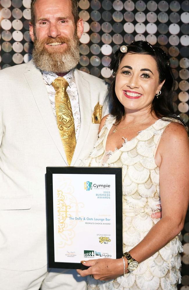 The Dolly and Oats Mick Nicholls and Kikki Watt were runner-up in the People’s Choice Award, at the Gympie Chamber of Commerce Business Awards. Picture: Patrick Woods