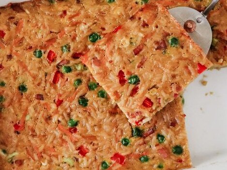 Egg fried rice slice.