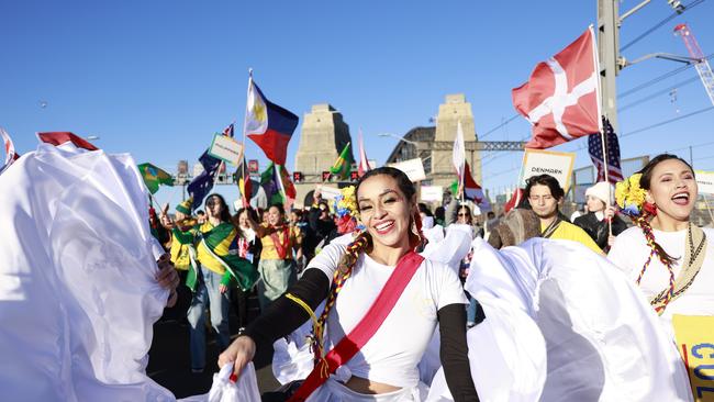 Crowds gathered on Sydney Harbour Bridge in June for the "Unity Celebration"